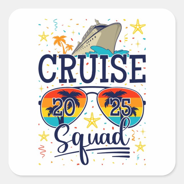 Sticker Carré Croisière 2025 Croisière Vacances (Devant)