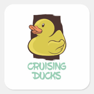 Sticker Carré Croisière Canards Voyage amusant