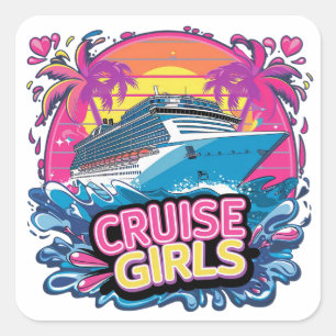 Sticker Carré Croisière Colorée entre Filles dans les Caraïbes