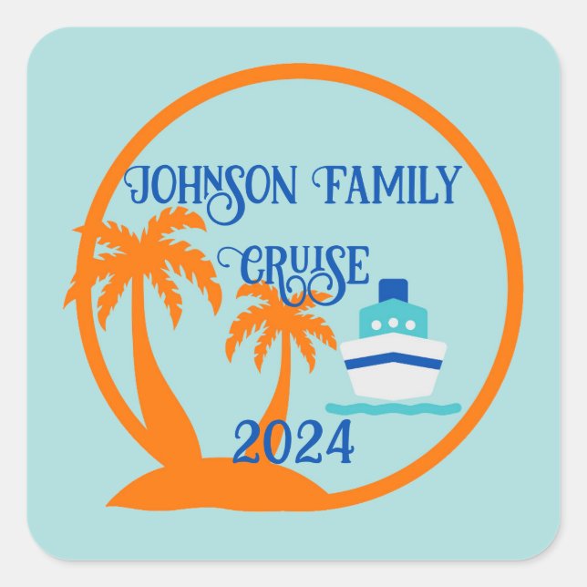 Sticker Carré Croisière de famille modifiable (Devant)