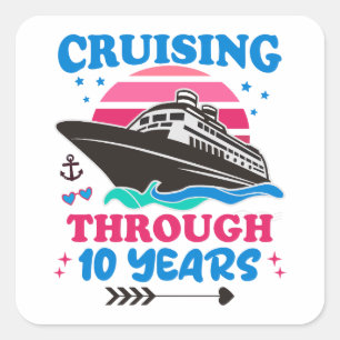 Sticker Carré Croisière Sur 10 Ans Mariage