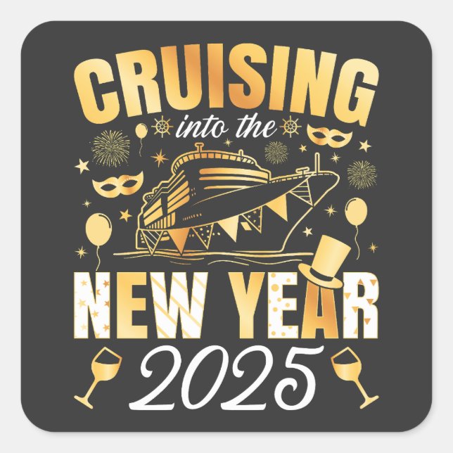 Sticker Carré Croisière sur la croisière du Nouvel An 2025 (Devant)