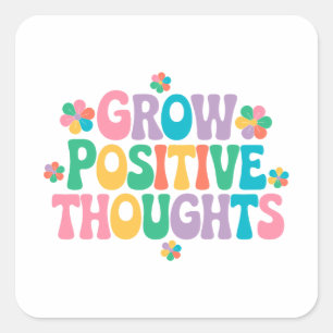Sticker Carré Croissance des pensées positives - Floral Inspirat