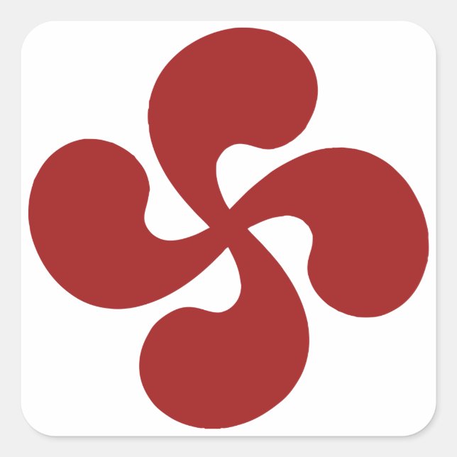 Sticker Carré Croix Basque Rouge Lauburu (Devant)