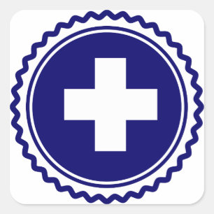 Sticker Carré Croix bleue des soins de santé du premier interven