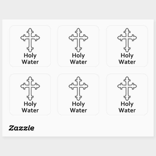 Sticker Carré Croix christianisme Eau sainte (Feuille)