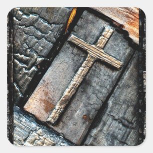 Sticker Carré Croix de protection