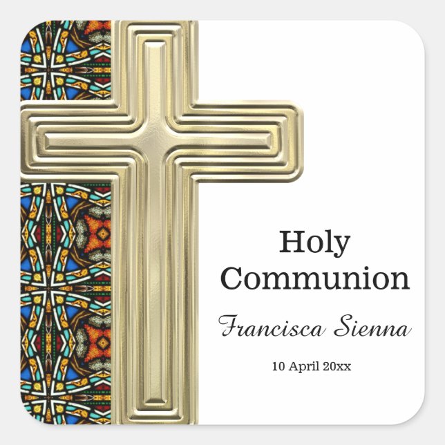 Sticker Carré Croix en verre tendu (Devant)