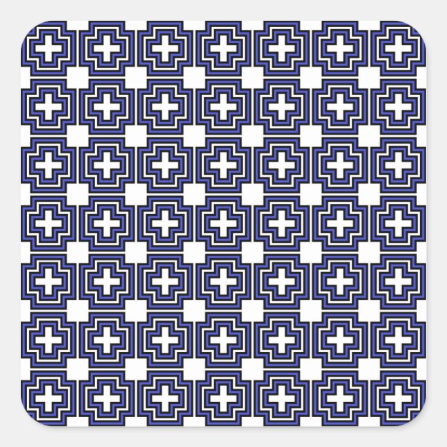 Sticker Carré Croix et bleu Carré (Devant)