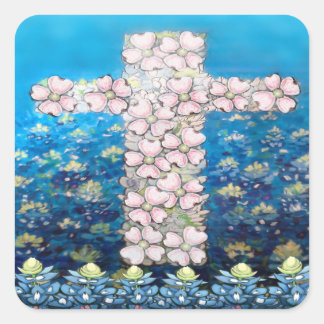 Sticker Carré Croix florale