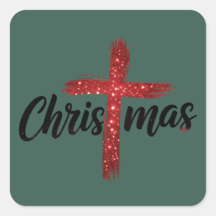 Sticker Carré Croix Jésus Noël Foi Chrétienne Religion