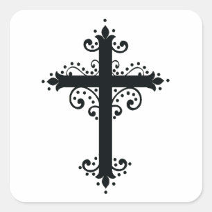 Sticker Carré Croix sculptée décorative de luxe