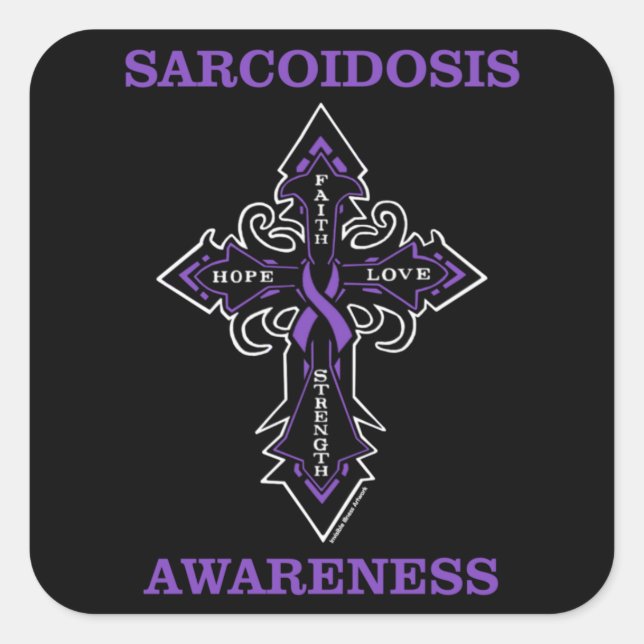 Sticker Carré Croix/Sensibilisation...Sarcoïdose (Devant)