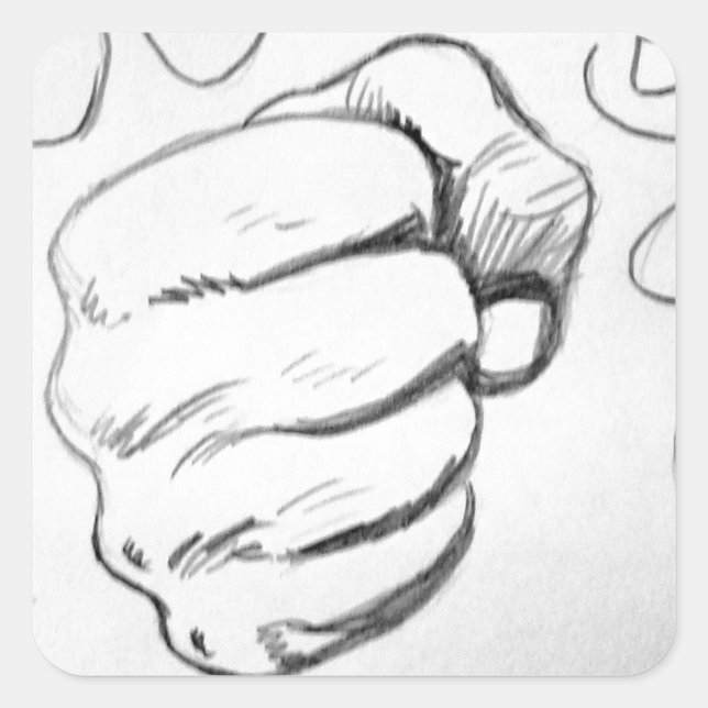 Sticker Carré Croquis au crayon Pop Art Smash (Devant)