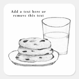 Sticker Carré Croquis au lait et aux cookies