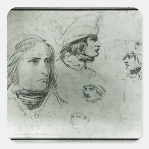 Sticker Carré Croquis de Napoléon Bonaparte, 1797