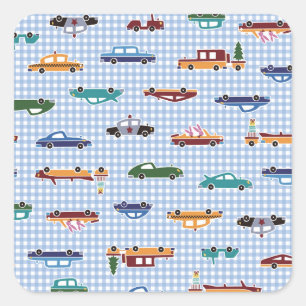 Sticker Carré Croquis De Voiture Cute : Simple Et Simple