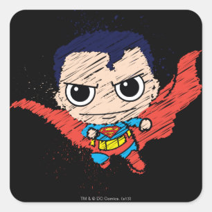 Sticker Carré Croquis Mini Superman