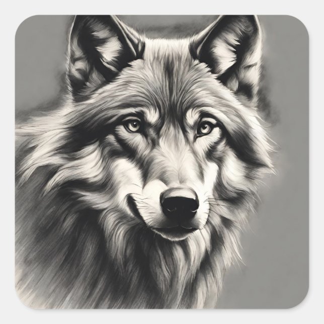 Sticker Carré Croquis Wolf (Devant)
