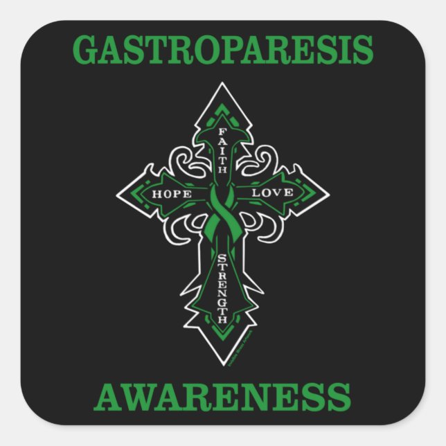 Sticker Carré Cross/Awareness...Gastroparesis (Devant)