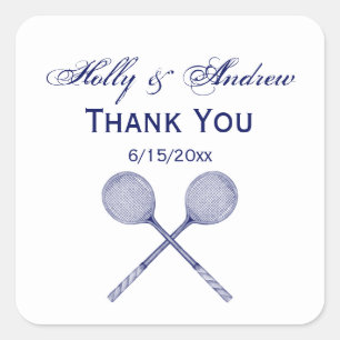 Sticker Carré Crossed Squash Racquets Blue