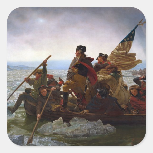 Sticker Carré Crossing Delaware 1776 : Général George Washington (Devant)