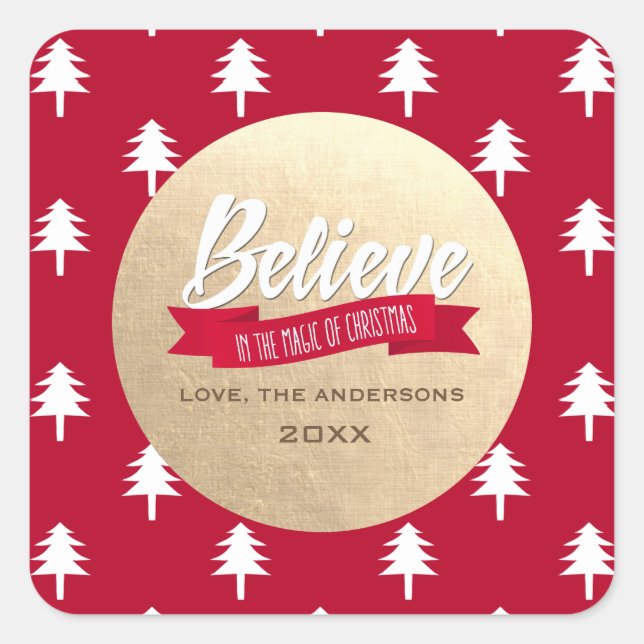 Sticker Carré Croyez à la magie de Noël sur mesure (Devant)