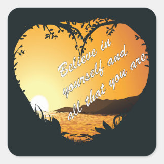 Sticker Carré Croyez en vous-même - Coeur inspirant