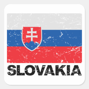 Sticker Carré Cru de drapeau de la Slovaquie