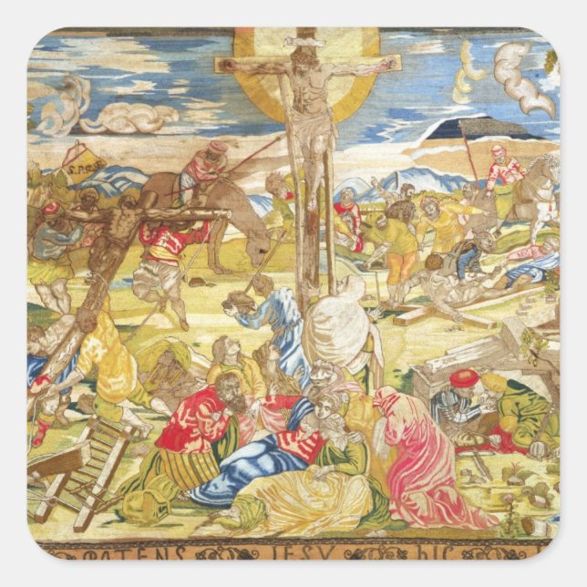 Sticker Carré Crucifixion, 1609 (broderie) (Devant)