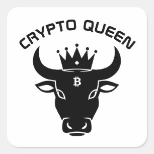 Sticker Carré Crypto Queen Personnalisé Blanc