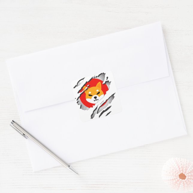 Sticker Carré Crypto SHIBA INU - SHIBA INU Crypto SHIB (Enveloppe)