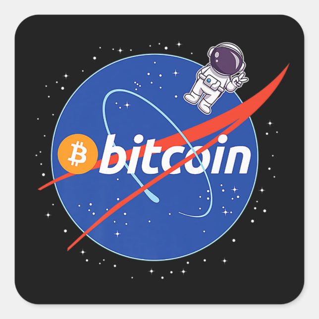 Sticker Carré Crypto spatial astronaute Bitcoin tendance (Devant)