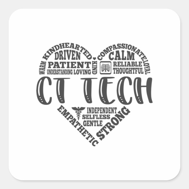 Sticker Carré CT Tech, Technologue en TC, Tomo informatique (Devant)