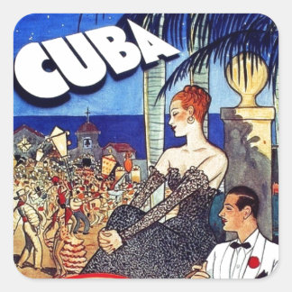 Sticker Carré Cuba vintage Si Près De So Fast Travel