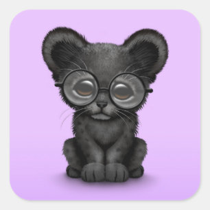 Sticker Carré Cube Black Panther Cub Portant des lunettes sur vi