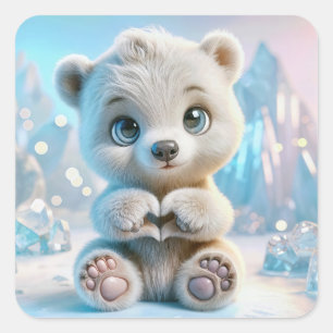 Sticker Carré Cube d'ours polaire