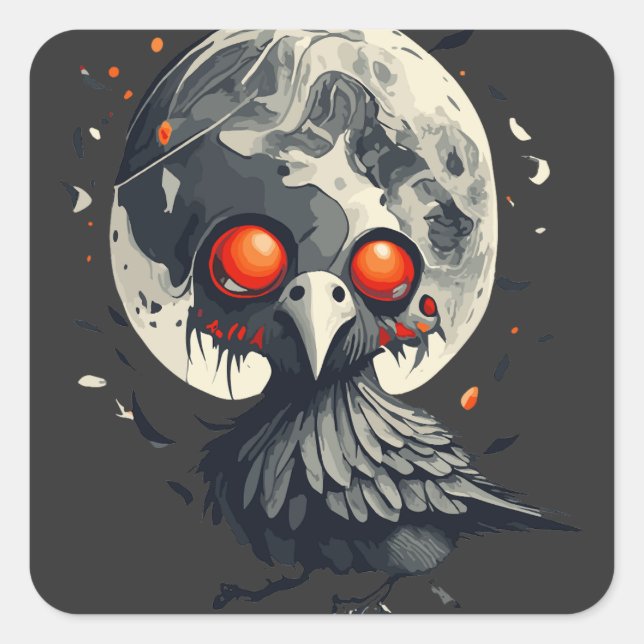 Sticker Carré Cuervo y luna (Devant)