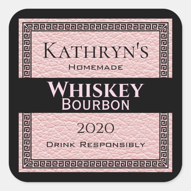 Sticker Carré Cuir rose personnalisé (Devant)