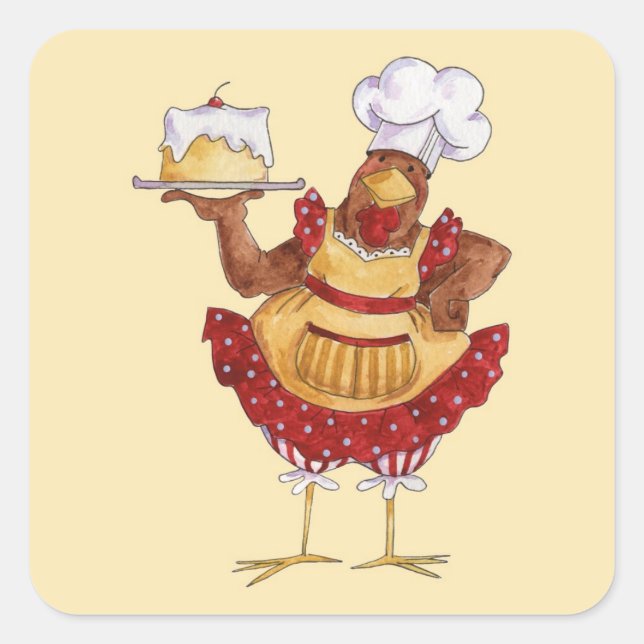 Sticker Carré Cuire un gâteau (Devant)