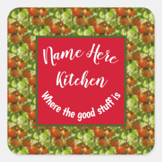 Sticker Carré Cuisine bon Stuff Cherry Tomates Personnalisé