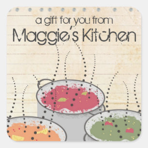 Sticker Carré Cuisine chic Shabby arômes vapeur sauce pot