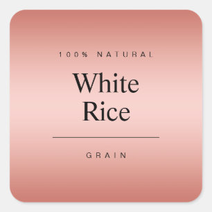 Sticker Carré Cuisine Élégante Riz Blanc Couleur Or Rose Carré