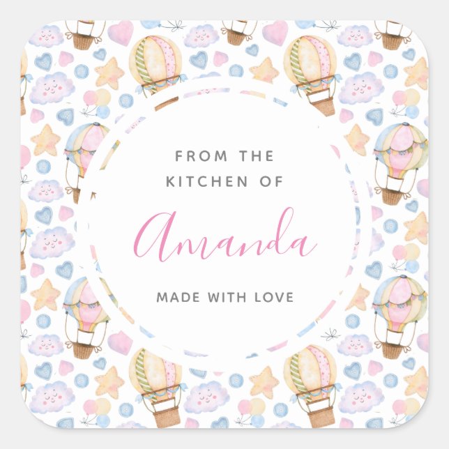 Sticker Carré Cuisine Motif d'aquarelle à air chaud (Devant)