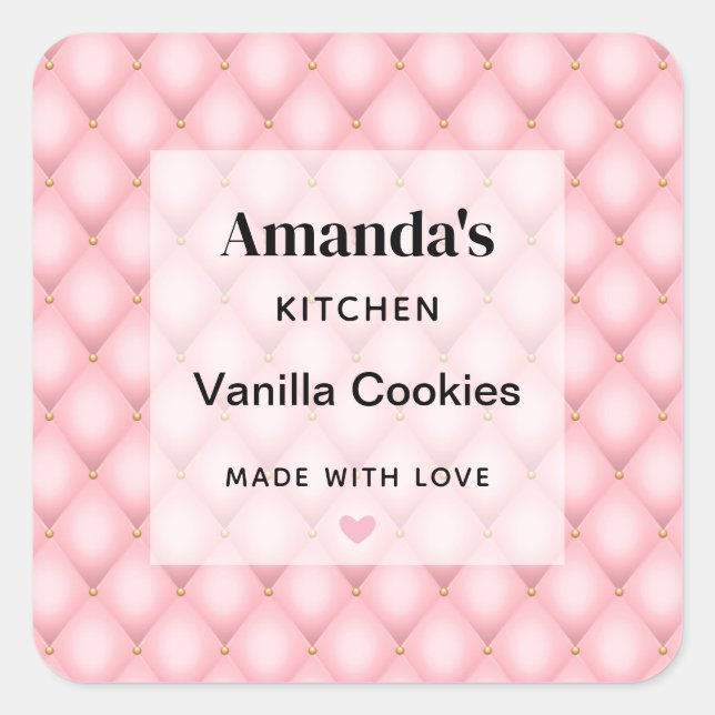 Sticker Carré Cuisine Motif de luxe rose Tufted Diamond (Devant)