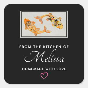 Sticker Carré Cuisine raffinée Gold Koi Fish