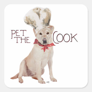 Sticker Carré Cuisinier Labrador Retriever Jaune