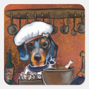 Sticker Carré Cuisiniers Teckel