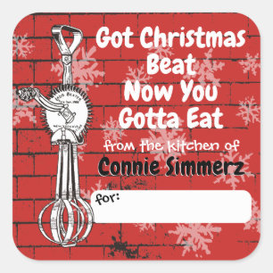Sticker Carré cuisson beater oeuf Noël de la cuisine de