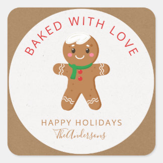 Sticker Carré Cuit Avec Amour Gingerpain De Vacances